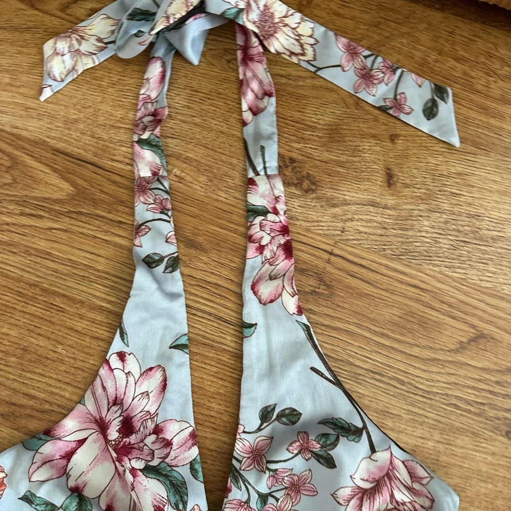 Jessica Simpson Halter Pleated Blue Floral Dress XS - Picture 6 of 14